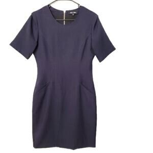 Alex + Alex Short Sleeve Navy Blue Career Dress S
